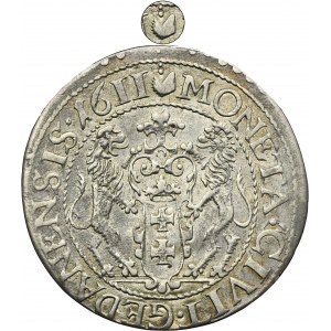 Sigismund III Vasa, 1/4 Thaler Danzig 1611 - VERY RARE, two dots above the paw