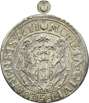 Sigismund III Vasa, 1/4 Thaler Danzig 1611 - VERY RARE, two dots above the paw