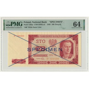 100 złotych 1948 - SPECIMEN - D 123456/789000 - PMG 64