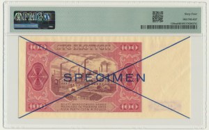 100 złotych 1948 - SPECIMEN - D 123456/789000 - PMG 64