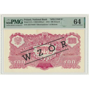 100 złotych 1944 ...owe - WZÓR - Ax 778... - PMG 64