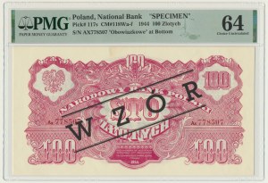 100 złotych 1944 ...owe - WZÓR - Ax 778... - PMG 64