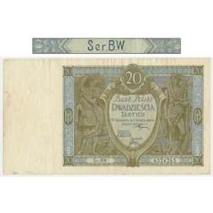 20 złotych 1926 - Ser.B.W. - NIENOTOWANA SERIA - WIELKA RZADKOŚĆ