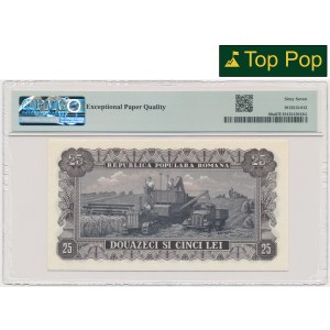 Rumunia, 25 lei 1952 - czerwony numerator - PMG 67 EPQ