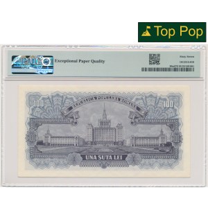 Rumunia, 100 lei 1952 - czerwony numerator - PMG 67 EPQ