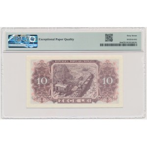 Rumunia, 10 lei 1952 - czerwony numerator - PMG 67 EPQ