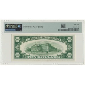 USA, Green Seal, Filadelfia, 10 dolarów 1934 - Julian & Vinson - PMG 58 EPQ