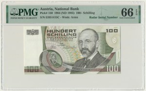 Autriche, 100 shillings 1984 - PMG 66 EPQ - numéro de radar
