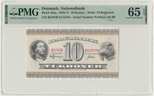 Danemark, 10 couronnes 1970-71 - PMG 65 EPQ