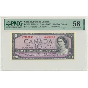 Canada, 10 Dollars 1954 - PMG 58