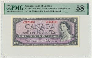 Canada, 10 Dollars 1954 - PMG 58