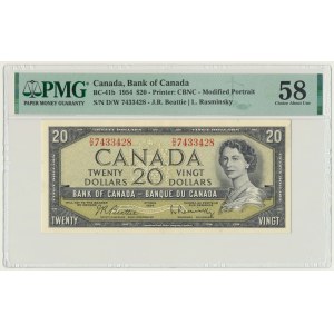 Canada, 20 Dollars 1954 - PMG 58