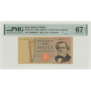 Italy, 1.000 Lire 1969 - PMG 67 EPQ - low serial number