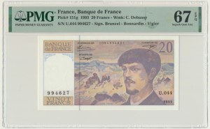 France, 20 Francs 1993 - PMG 67 EPQ