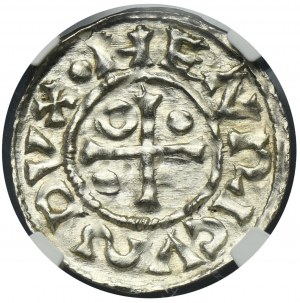 Germany, Bavaria, Regensburg, Heinrich II der Zänker, Denarius - NGC MS63