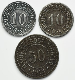 Set, Marienwerder, 10 Pfennig and 50 Pfennig 1918 (3 pcs.)