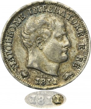 Italy, Kingdom of Italy, Napoleon I, 5 Soldi Milan 1811 M - overstruck from 1810