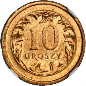 PRÓBA BRĄZ, 10 groszy 2006 - NGC MS63 RB - RZADKIE