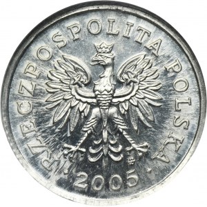 PRÓBA ALUMINIUM, 5 groszy 2005 - GCN MS62 - BARDZO RZADKIE