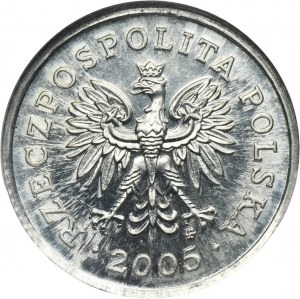 PRÓBA ALUMINIUM, 5 groszy 2005 - GCN MS62 - BARDZO RZADKIE