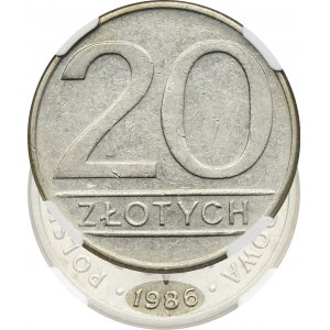 20 złotych 1986 - NGC AU55 - RZADKIE, szeroka data, cyfry w dacie duże
