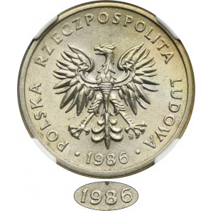 20 złotych 1986 - NGC AU55 - RZADKIE, szeroka data, cyfry w dacie duże