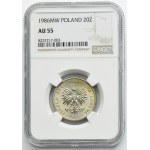 20 złotych 1986 - NGC AU55 - RZADKIE, szeroka data, cyfry w dacie duże
