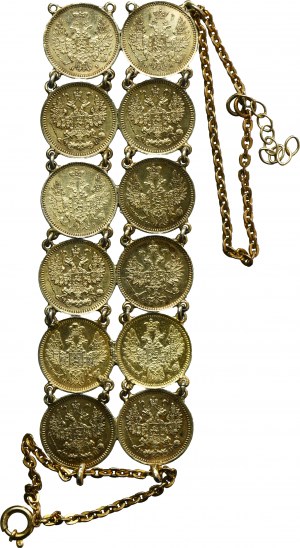 Bracelet composé de 12 pièces russes de 5 kopecks datant de 1853-1862