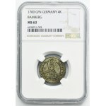 Germany, Bischopric of Bamberg, Lothar Franz von Schönborn, 4 Kreuzer 1700 GFN - NGC MS63 - ex. Dr. Max Blaschegg
