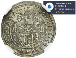 Allemagne, Duché de Montfort, Antoni III, 4 Krajcars (1 Batzen) 1694 - NGC AU58