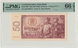 Tchécoslovaquie, 50 couronnes 1964 - PMG 66 EPQ