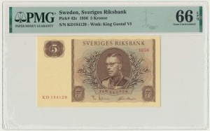 Sweden, 5 Kronor 1956 - PMG 66 EPQ