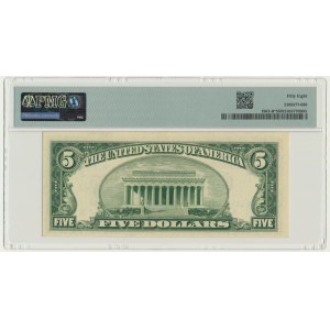 USA, Green Seal, Nowy Jork, 5 dolarów 1950 ★ - Priest & Anderson - seria zastępcza - PMG 58