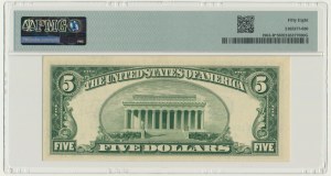 USA, Green Seal, New York, 5 Dollars 1950 ★ - Priest & Anderson - replacement - PMG 58