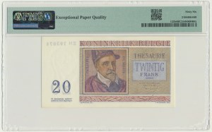 Belgium, 20 Francs 1956 - PMG 66 EPQ