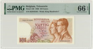 Belgium, 50 Francs 1966 - PMG 66 EPQ