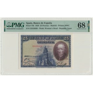 Spain, 25 Pesetas 1928 - PMG 68 EPQ