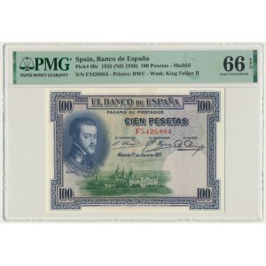 Spain, 100 Pesetas 1925 - PMG 66 EPQ