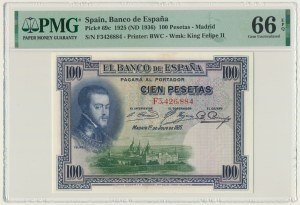 Spain, 100 Pesetas 1925 - PMG 66 EPQ