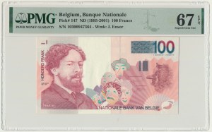 Belgique, 100 francs (1995-2001) - PMG 67 EPQ
