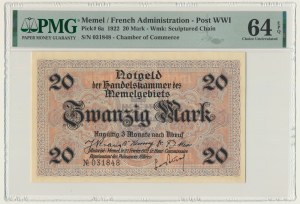 Memel (Klaipeda), 20 Mark 1922 - PMG 64 EPQ