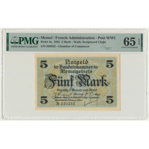 Memel (Klaipeda), 5 Mark 1922 - PMG 65 EPQ