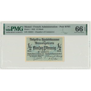 Memel (Klaipeda), 1/2 Mark 1922 - PMG 66 EPQ