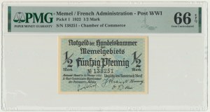 Memel (Klaipeda), 1/2 Mark 1922 - PMG 66 EPQ