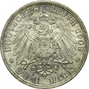 Germany, Schwarzburg-Sondershausen, Karol Günther, 3 posthumous Mark Berlin 1909 A