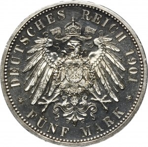 Germany, Kingdom of Prussia, Wilhelm II, 5 Mark Berlin 1901 - PROOF