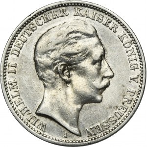 Germany, Kingdom of Prussia, Wilhelm II, 3 Mark Berlin 1909 A