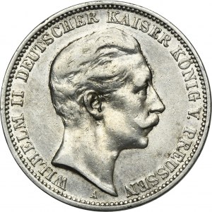 Germany, Kingdom of Prussia, Wilhelm II, 3 Mark Berlin 1909 A