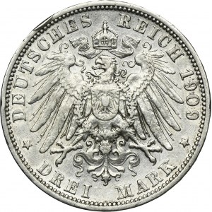 Germany, Kingdom of Prussia, Wilhelm II, 3 Mark Berlin 1909 A