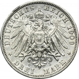 Germany, Kingdom of Prussia, Wilhelm II, 3 Mark Berlin 1909 A